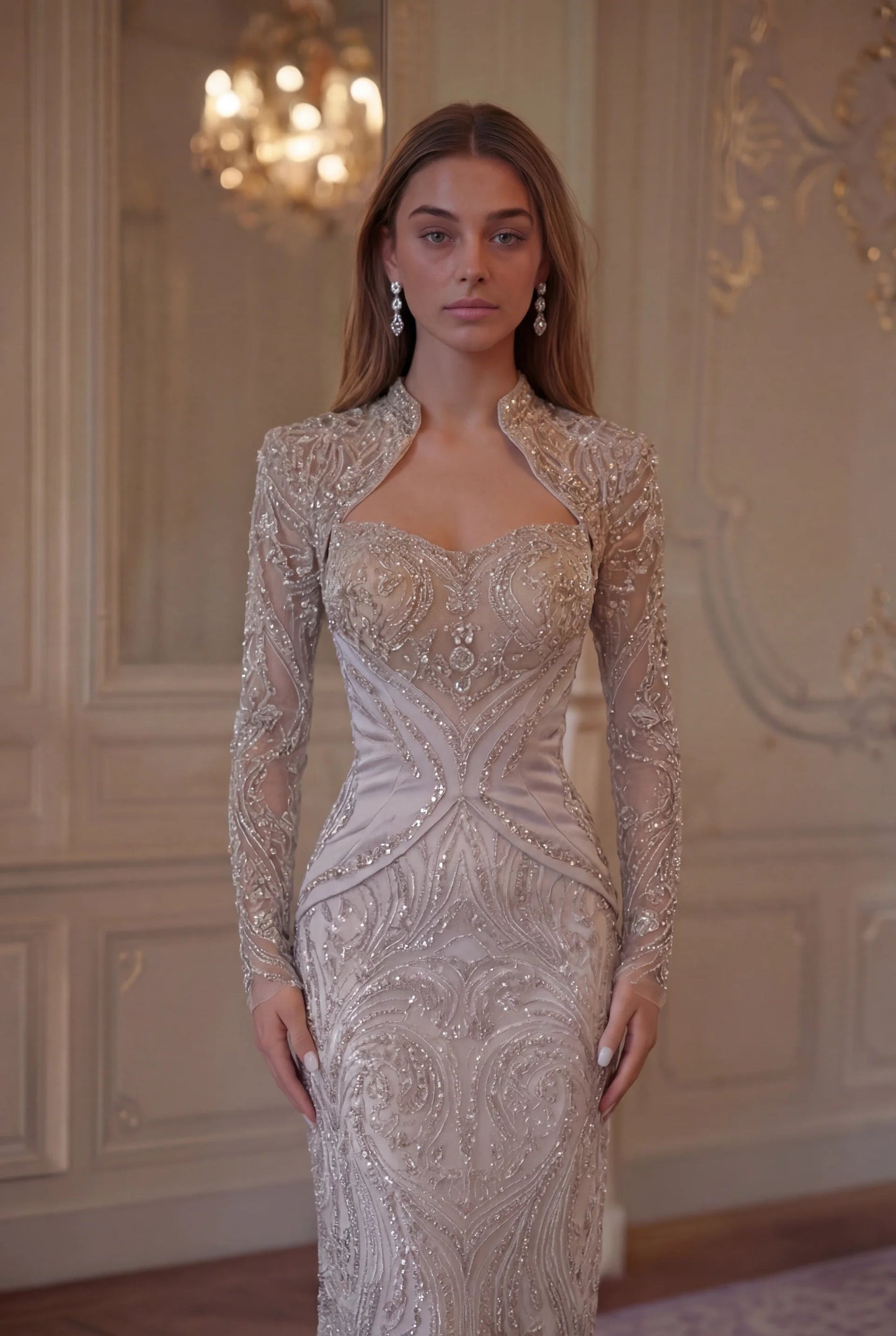 Versailles Baroque Sequin Gown - Champagne Ivory Lus Deluné