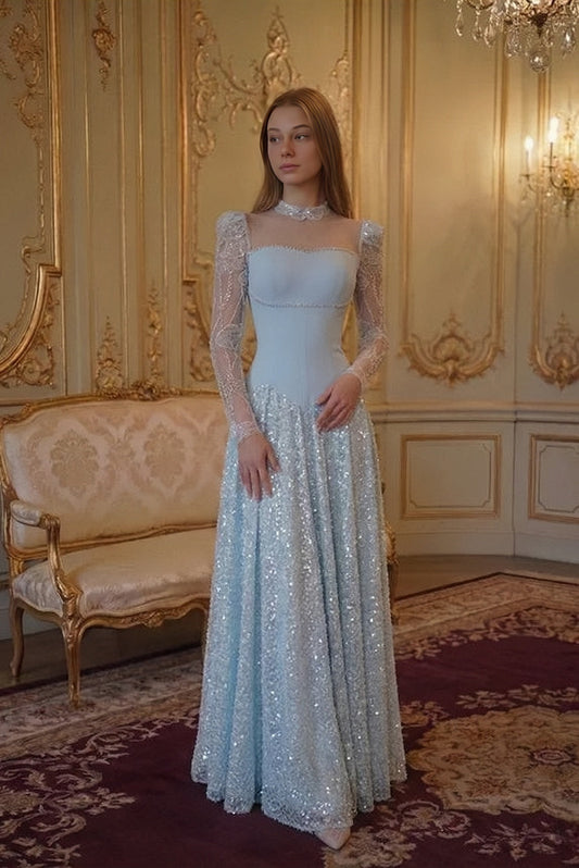 Seraphine Lace Corset Ballgown - Ice Blue Lus Deluné