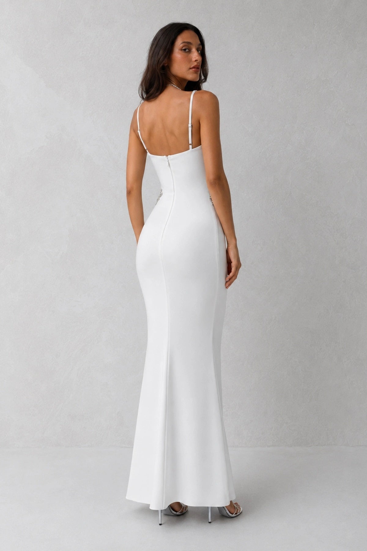 Ophelia Crystal Halter Gown — Pearl White Lus Deluné