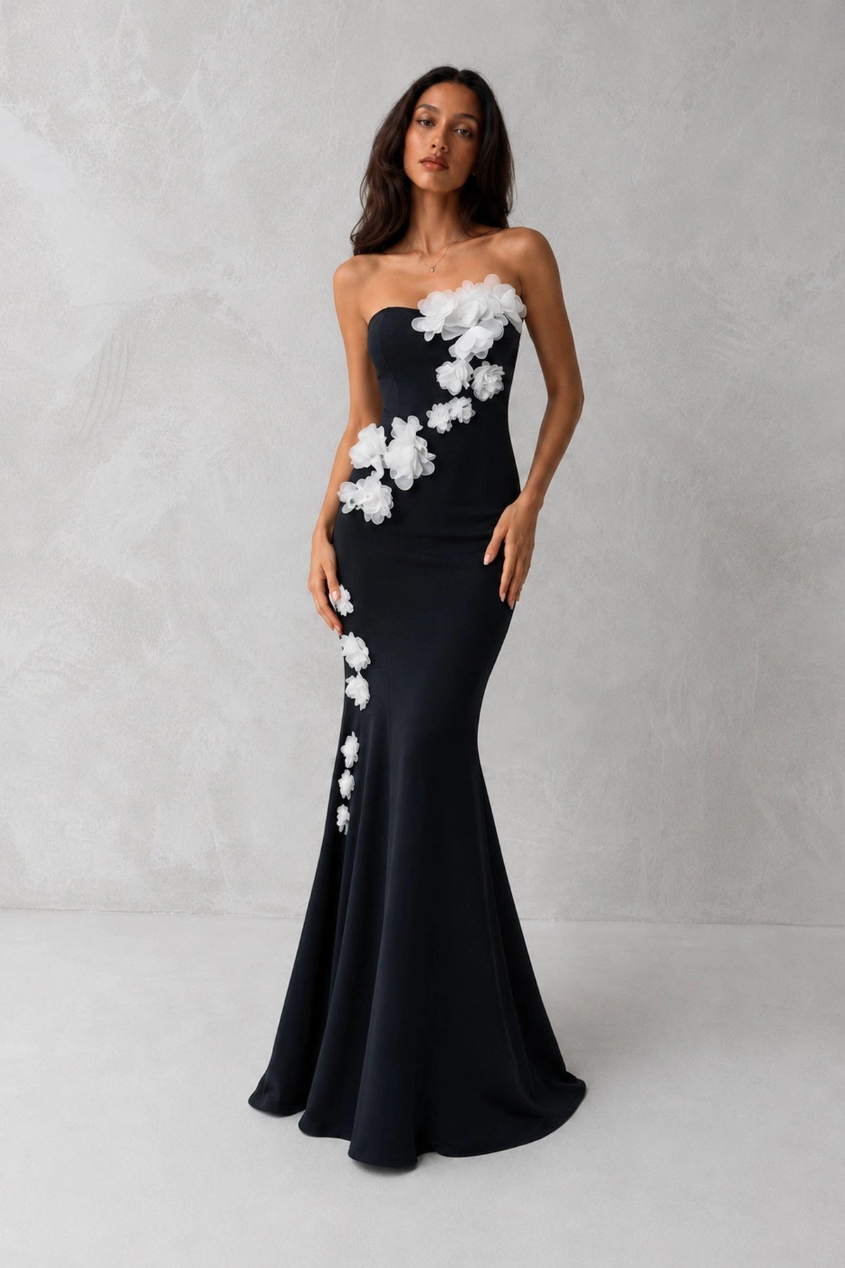 Noir Bloom Strapless Mermaid Gown — Midnight Black Lus Deluné